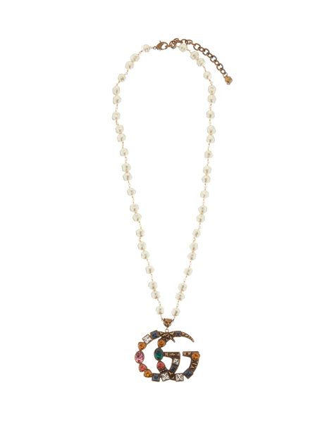 gucci pearl gg necklace|diamond gucci necklace.